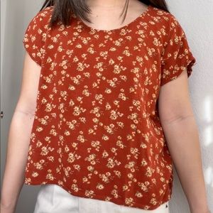 Orange & Sunflower Patterned Blouse - Forever 21